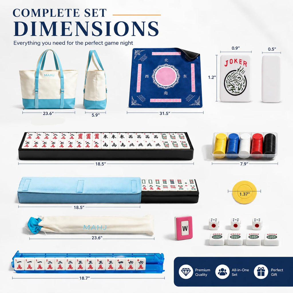 166 Deep Engraved Melamine Mahjong Set with Mat and 4 Racks D828