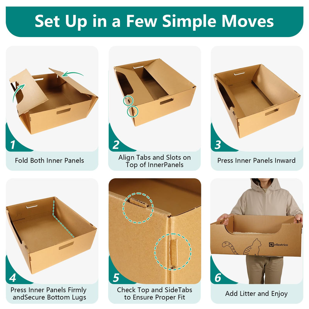 3-Pack Jumbo Disposable Cardboard Cat Litter Box S341