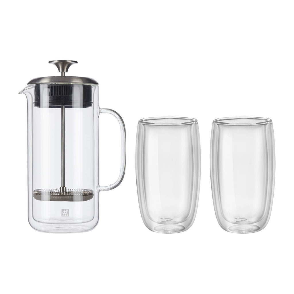Double Wall French Press and Latte Glass X39775