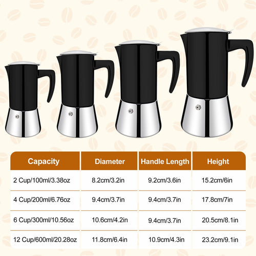 12 Cup Thickened 304 Stainless Steel Moka Pot R9624