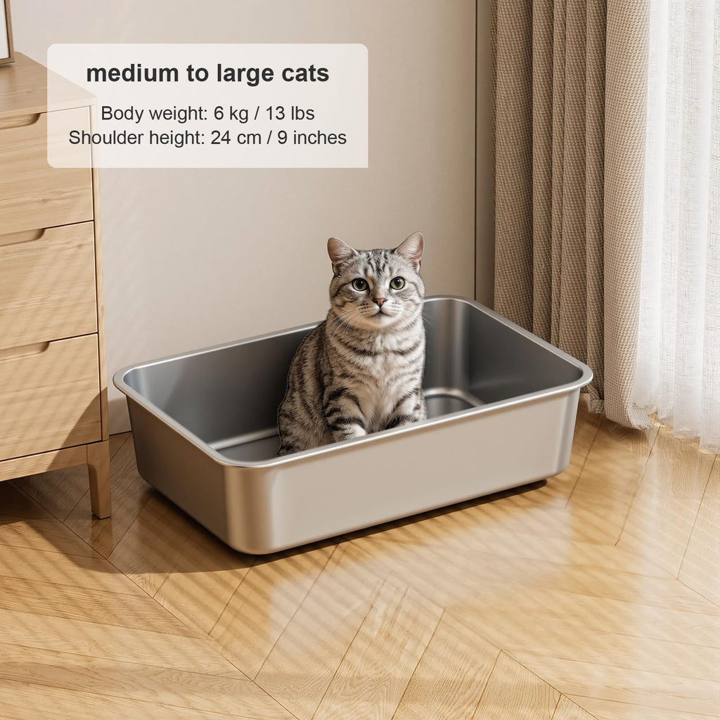 X-Large High Sided Stainless Steel Cat Litter Box O518