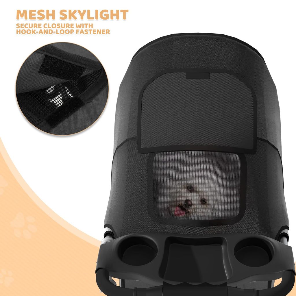 3-Wheel Pet Stroller for Small/Medium Dog Cat, Up to 33lbs, Black A5546