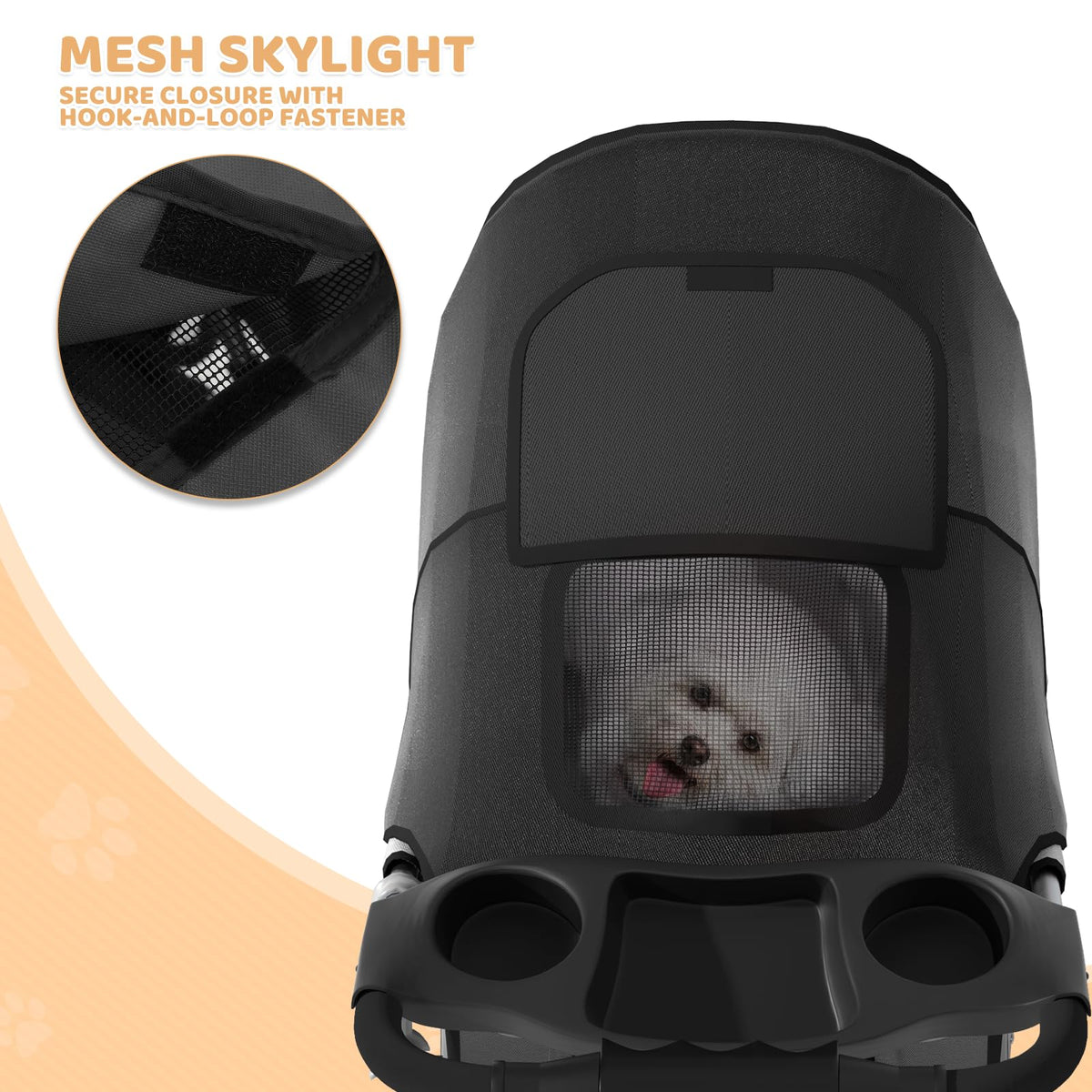 3-Wheel Pet Stroller for Small/Medium Dog Cat, Up to 33lbs, Black A5546