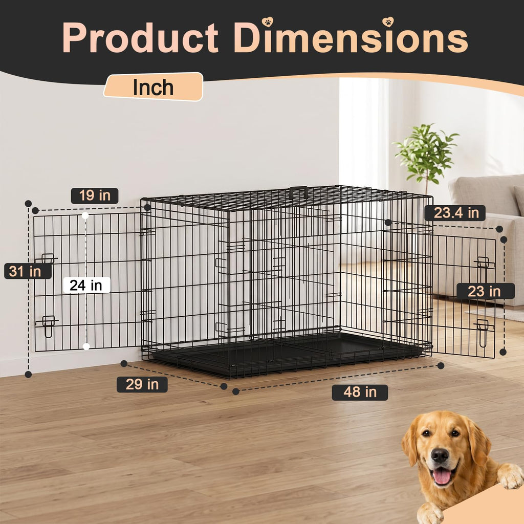 48" Double Door Crate Kennel with Divider R308