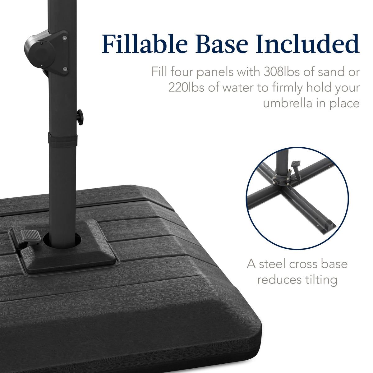 12x12ft LED Cantilever Patio Umbrella with Base and 360° Rotation F56827