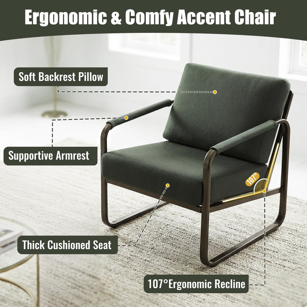 Set of 2 Green Fabric Accent Chair U91919