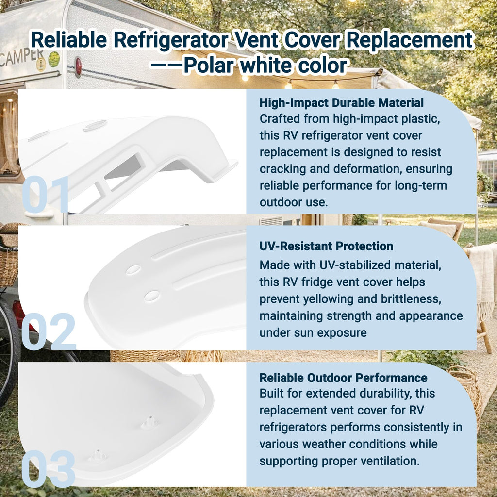 White RV Refrigerator Vent Cover Replacement J910682