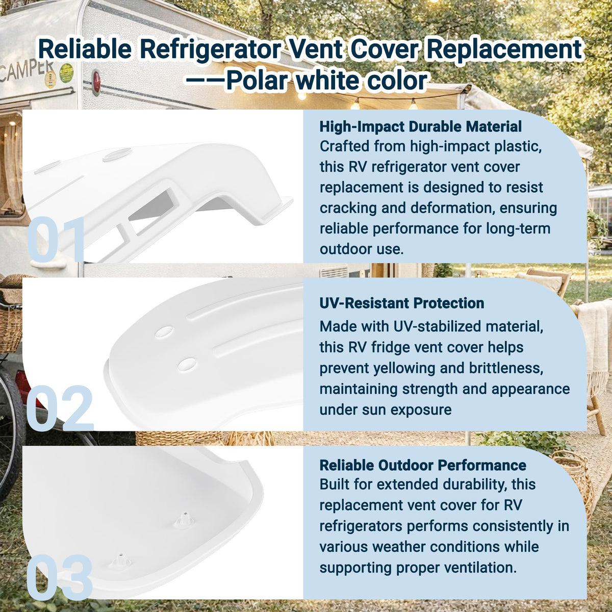 White RV Refrigerator Vent Cover Replacement J910682