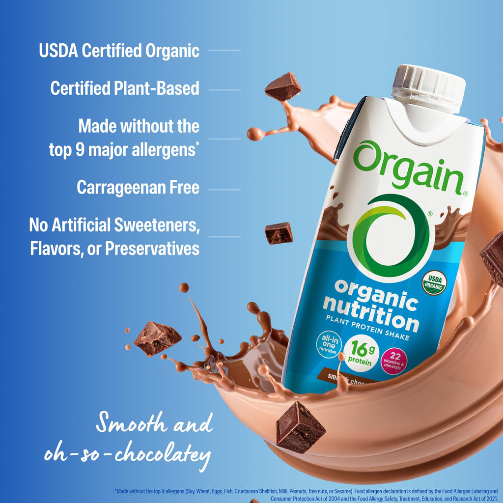 Organic Vegan 16g Protein Shake, Chocolate, 11 oz, 12pk R90866