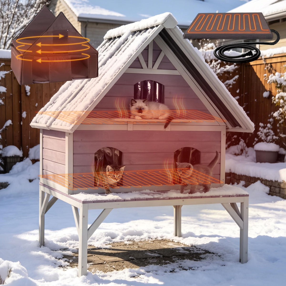 Extra Large 2-Levels Heated Insulated Cat House C197