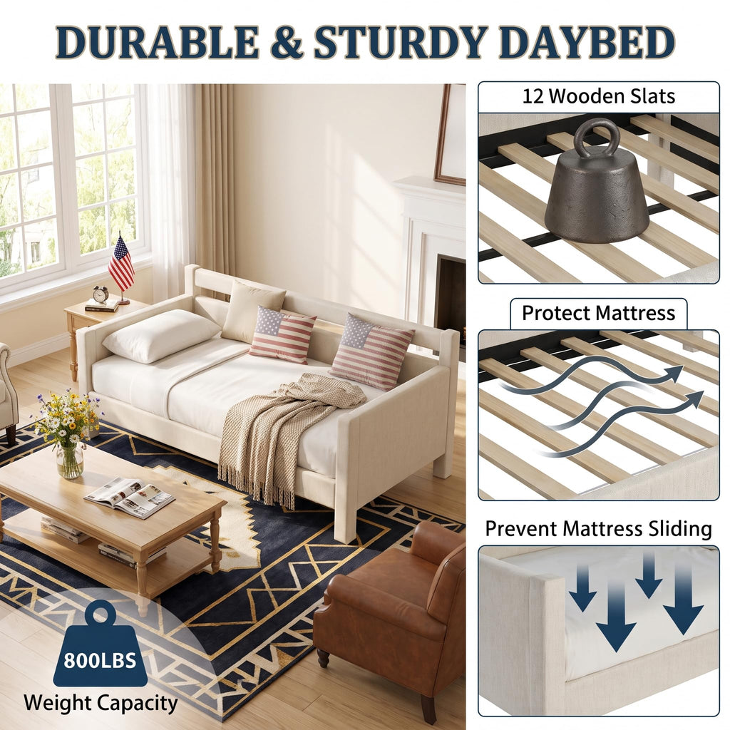 Twin Size Upholstered Platform Daybed with Headboard X978