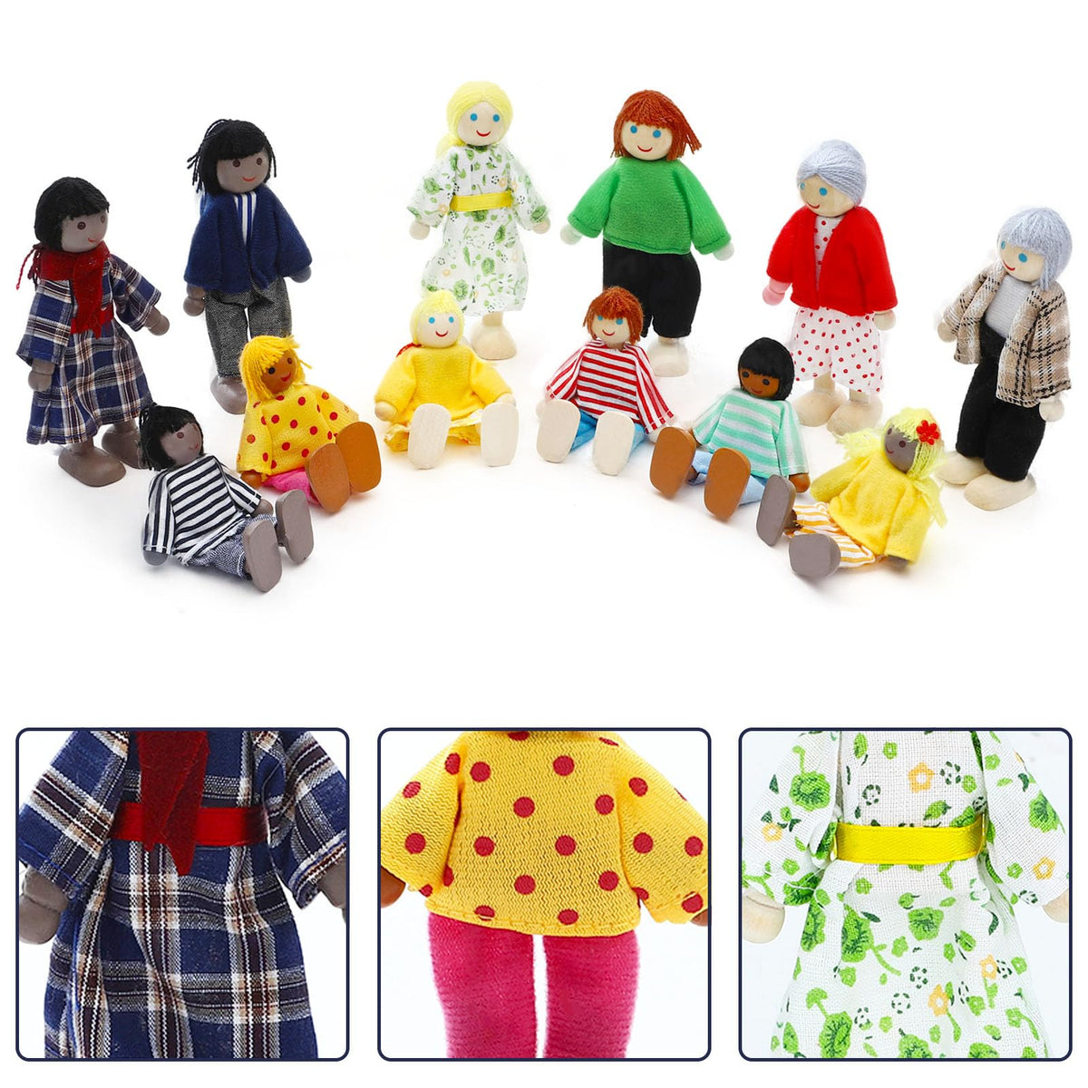Wooden Dollhouse Family Set 23 Pieces Y7037