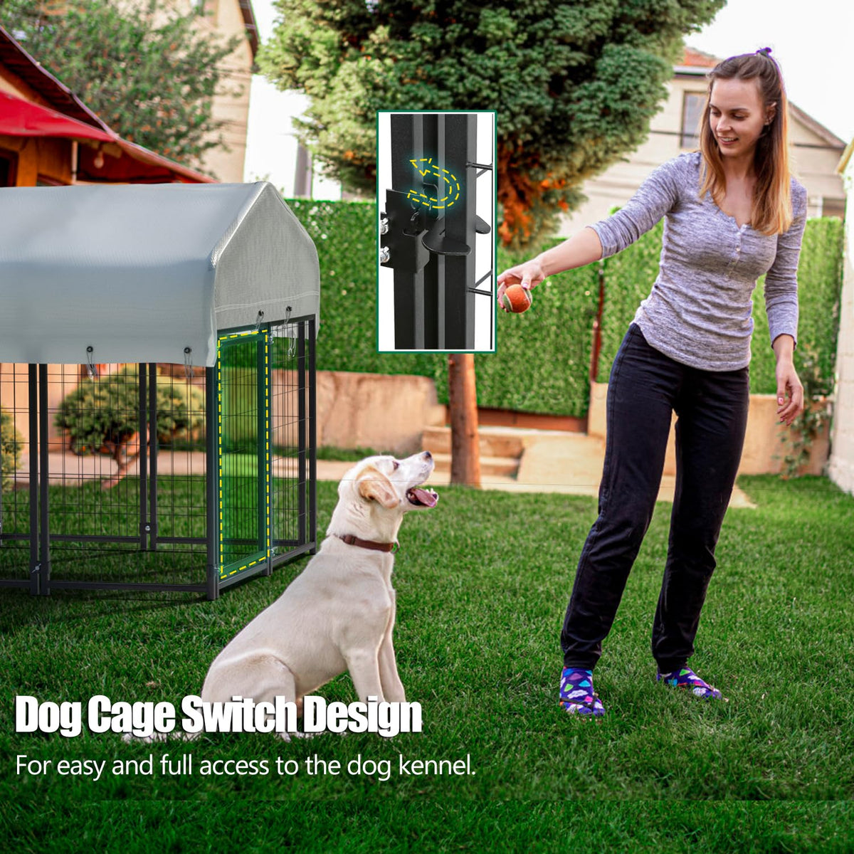 Large Heavy Duty Outdoor Dog Kennel with Roof D43228