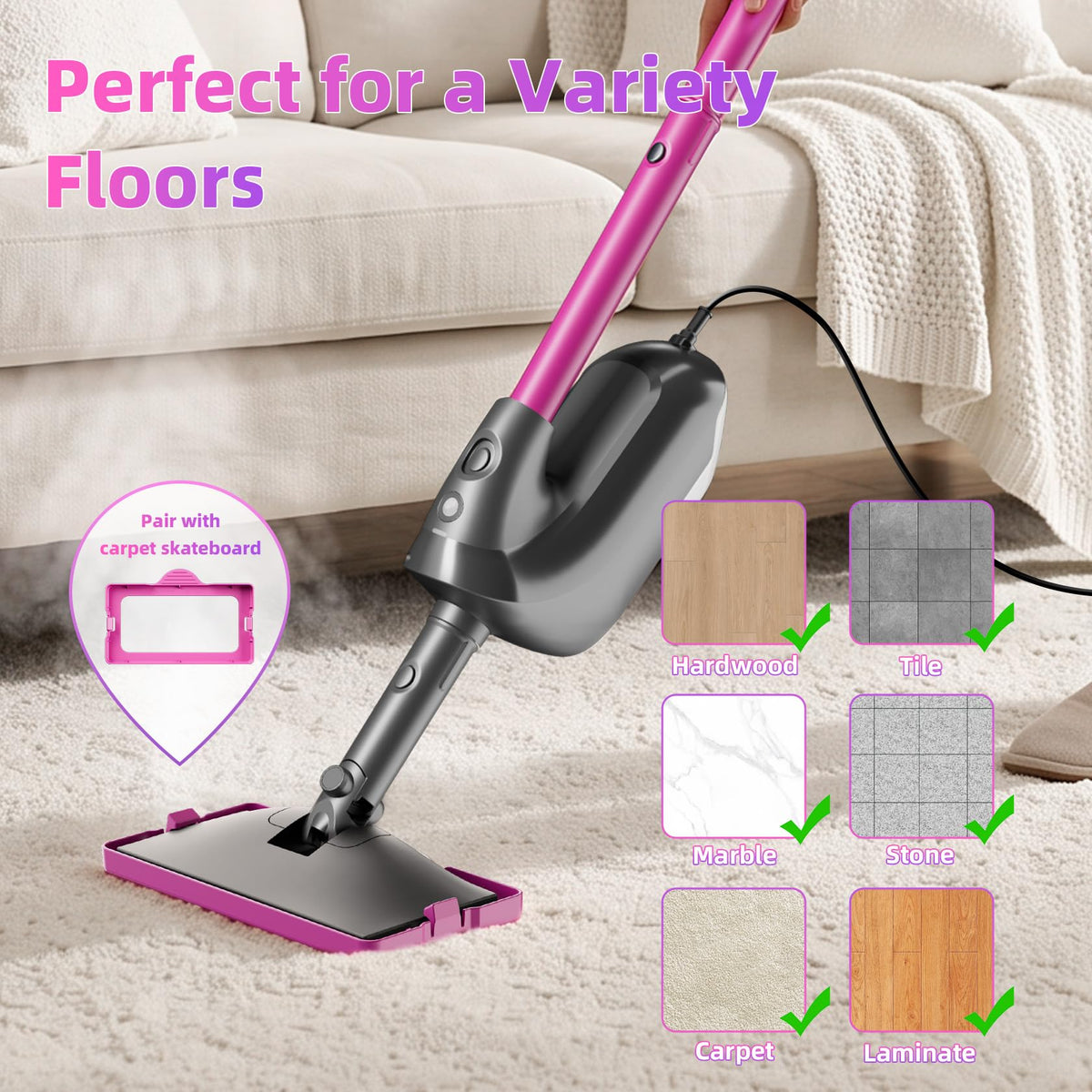 9-in-1 Detachable Handheld Steam Mop V421