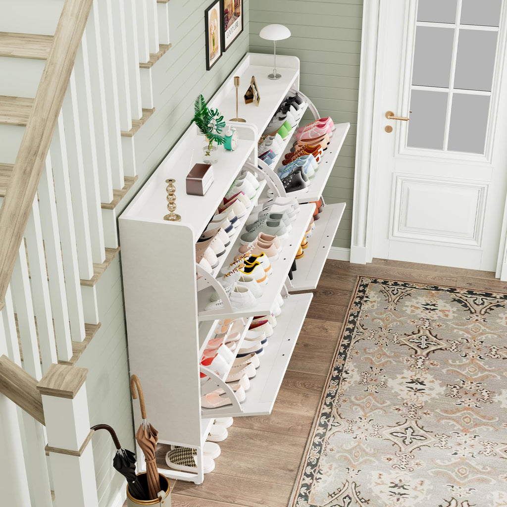 White 2 Flip Drawers Shoe Storage Cabinet R519520