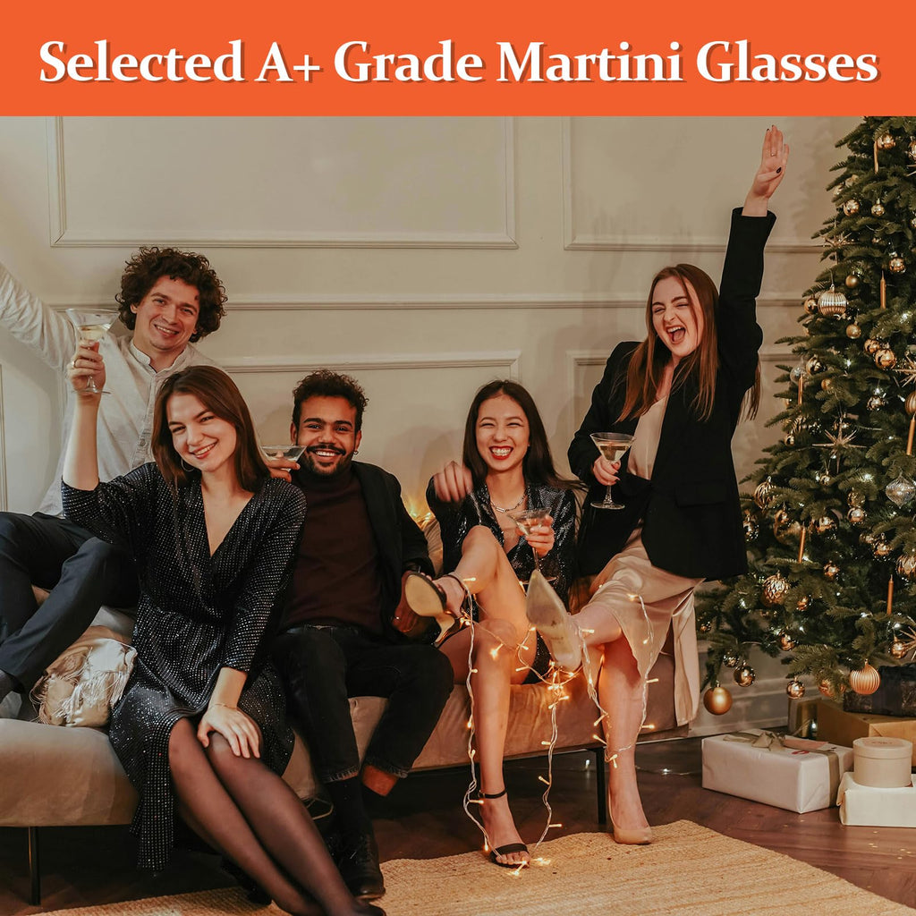 9 oz Handmade Crystal Martini Glasses Set of 4 X5672