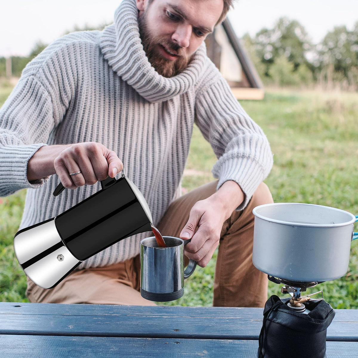 12 Cup Thickened 304 Stainless Steel Moka Pot R9624