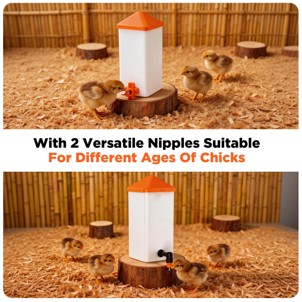 1L Baby Chick Waterer with Nipple Drinker and Anti-Roost Cone Y708