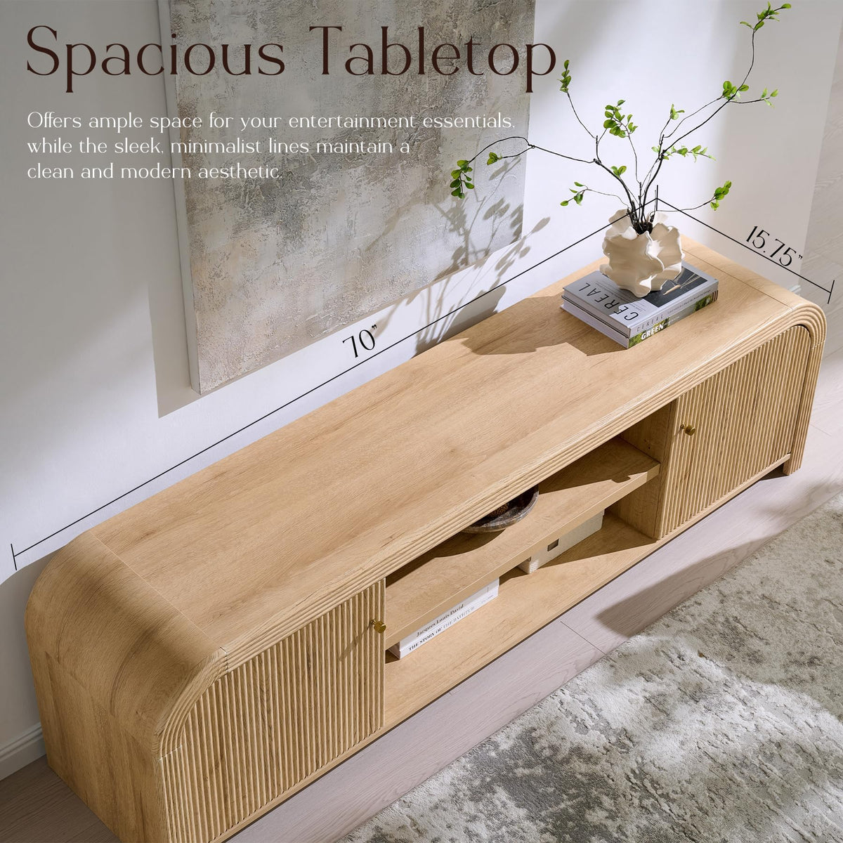 70" Fluted TV Stand with Storage A5684