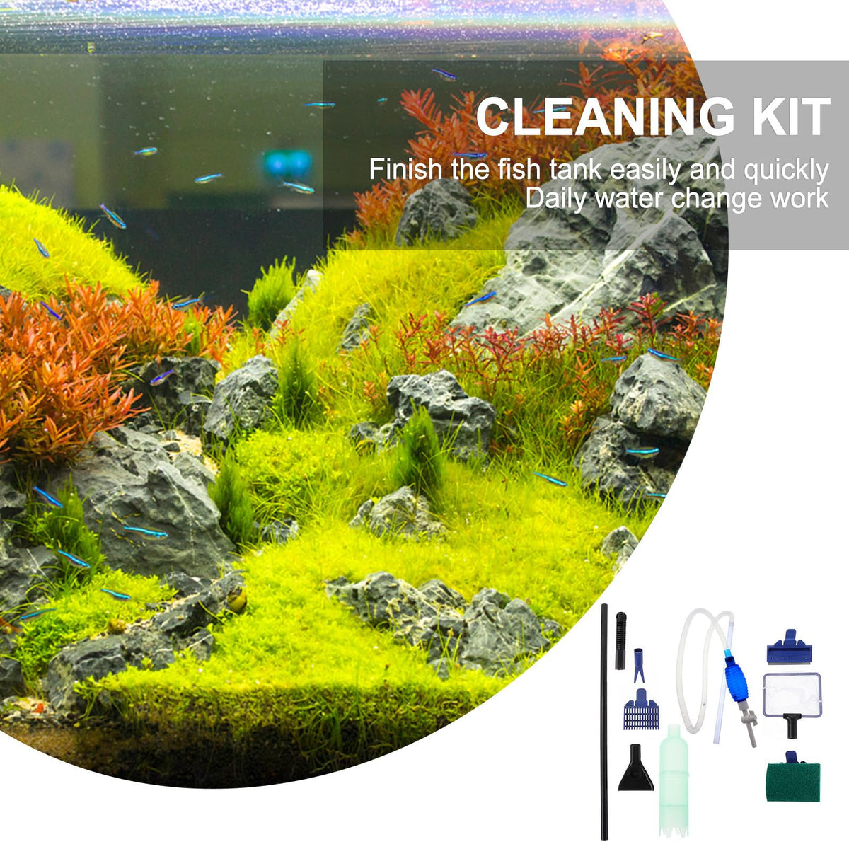Fish Tank Water Changer Tool with Cleaning Brush Set O706
