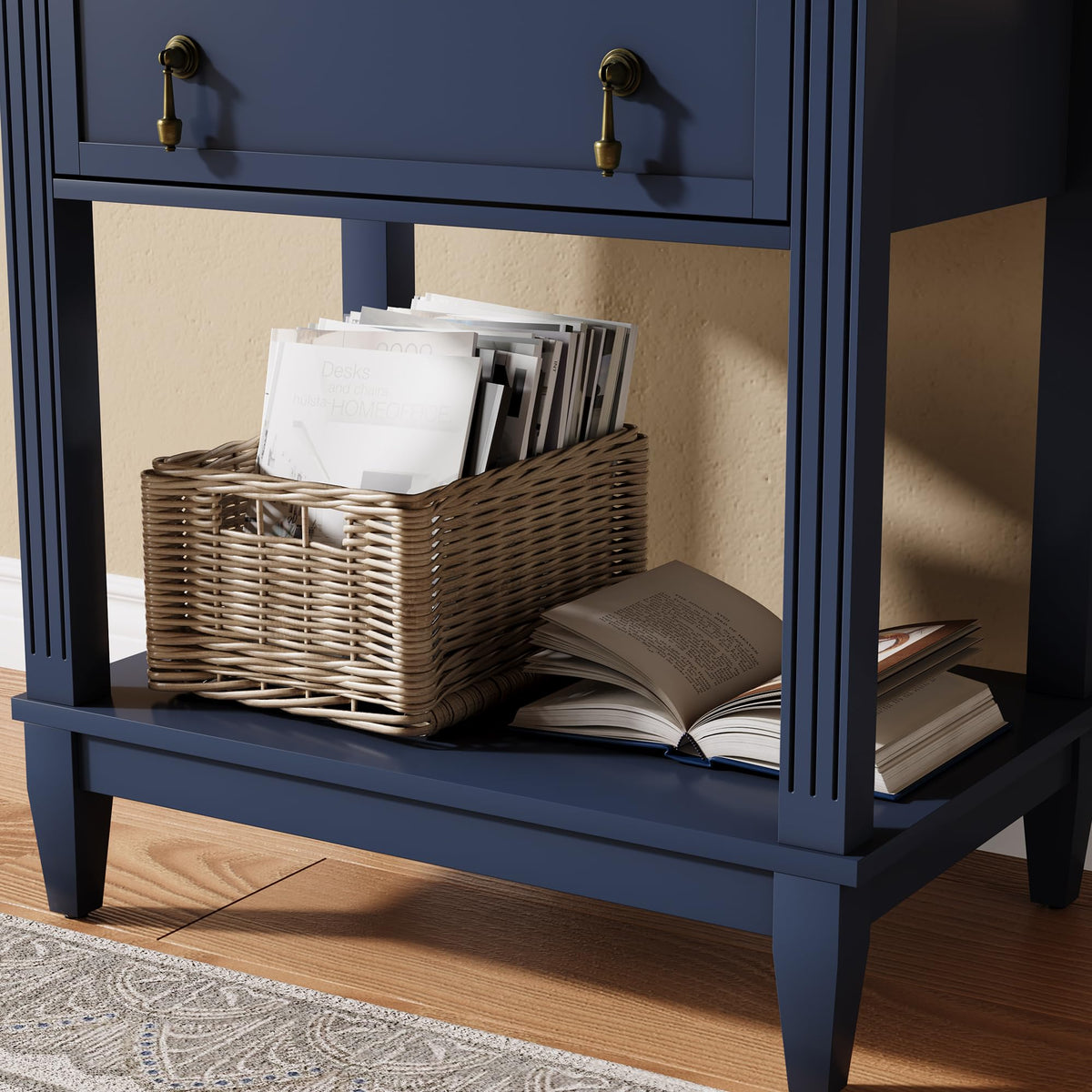 24 Inch Nightstand with Drawer and Open Shelf F22154