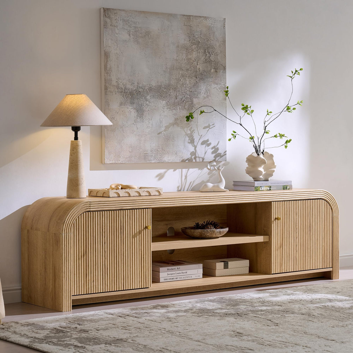 70" Fluted TV Stand with Storage A5684