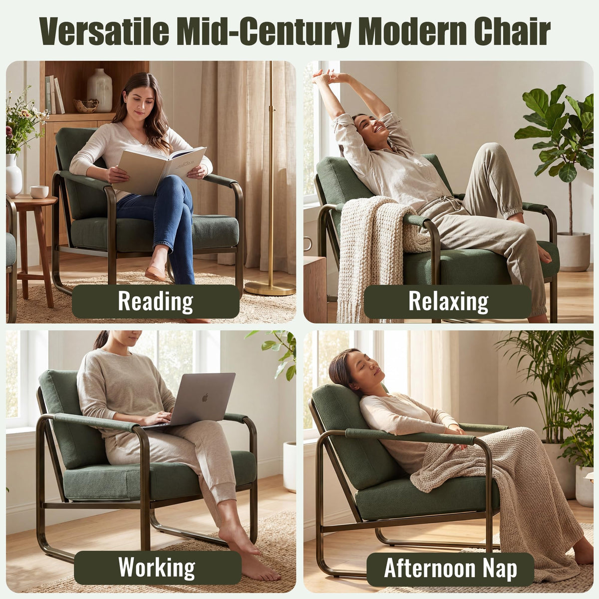Set of 2 Green Fabric Accent Chair U91919
