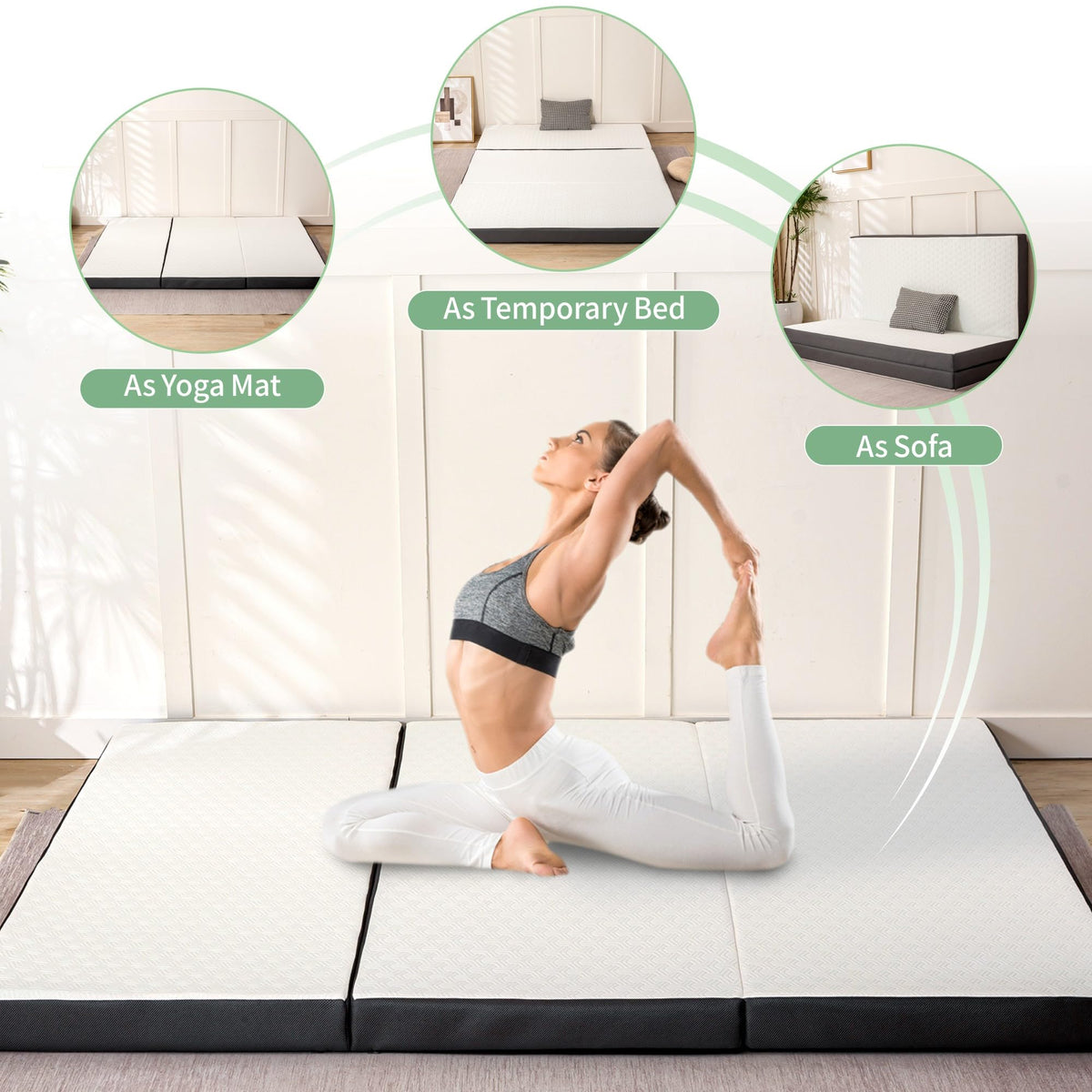 4 Inch Tri Fold Memory Foam Mattress with Washable Cover R64088