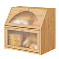 Extra Large Bamboo Wood Double Layer Bread Box X3450