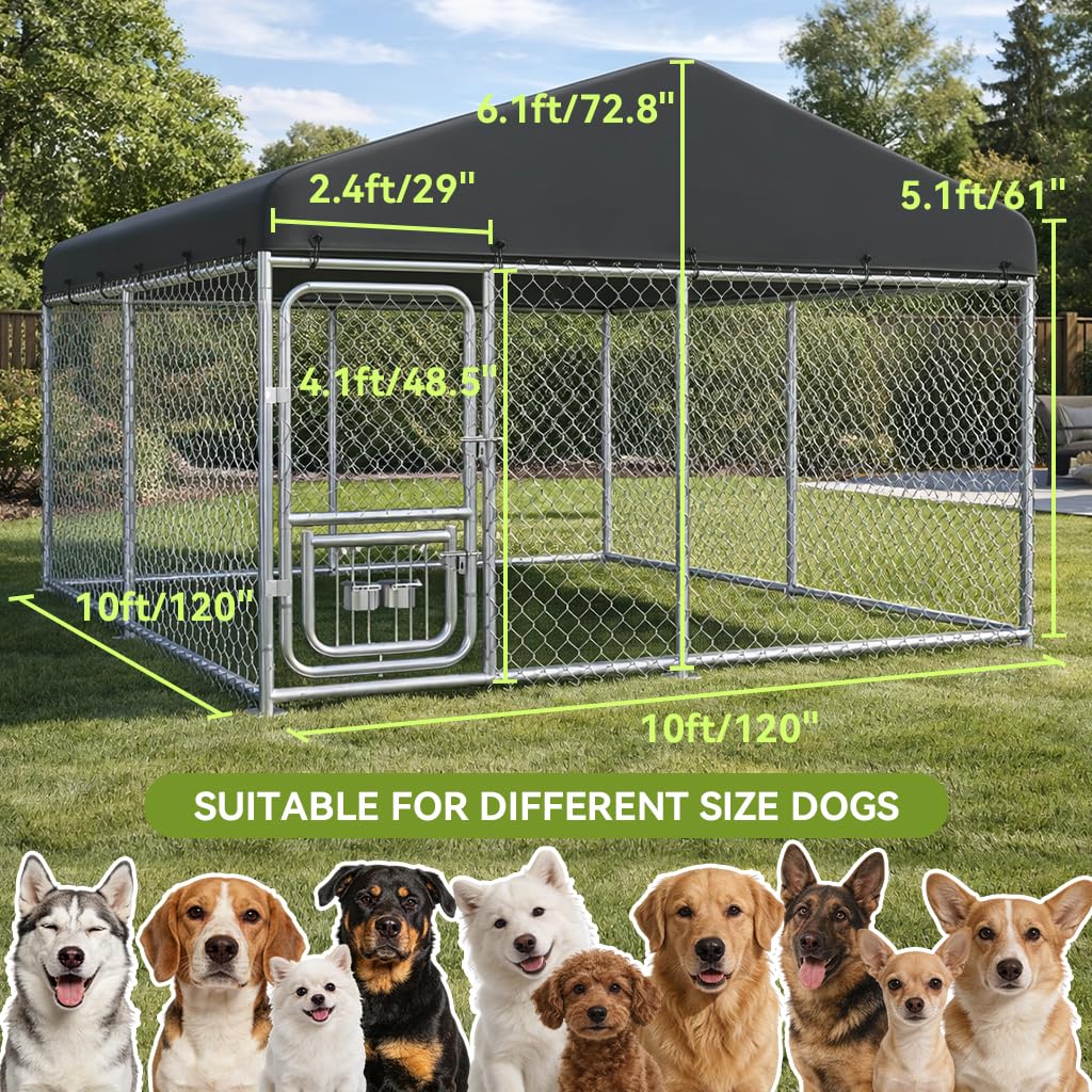 10x10FT Heavy Duty Outdoor Dog Kennel with Roof U2215