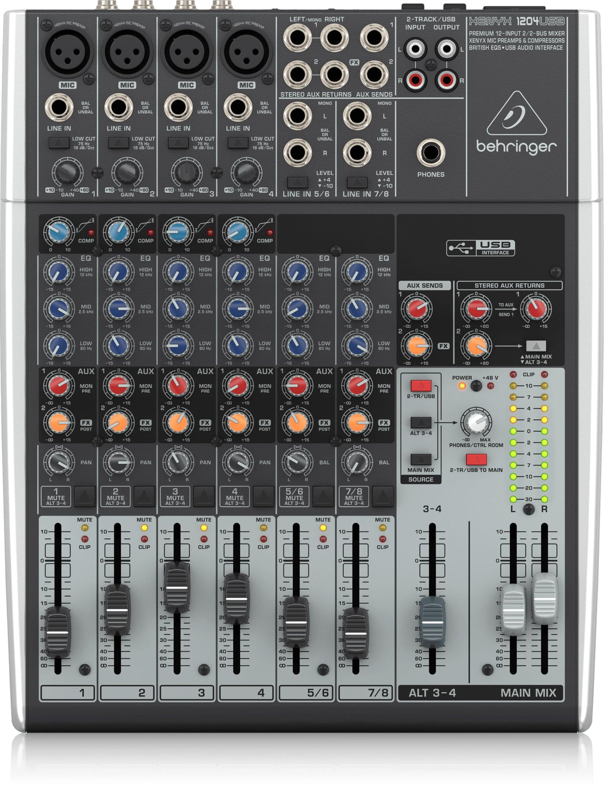 12-Input 2/2-Bus Mixer with Mic Preamps and USB Audio Interface J790288