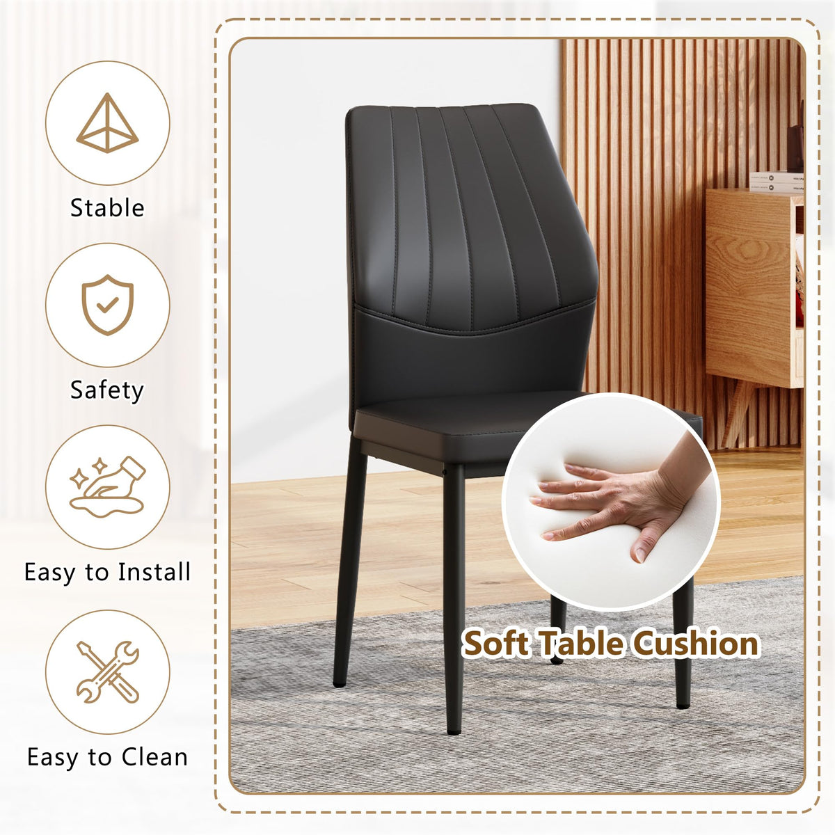 Black PU Leather Dining Chairs Set of 4 Z931444