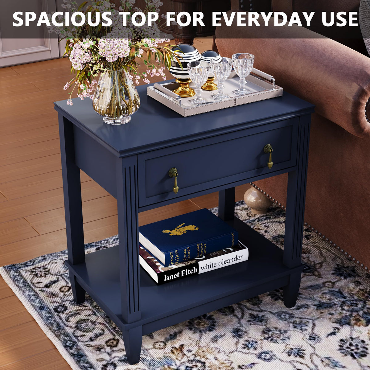 24 Inch Nightstand with Drawer and Open Shelf F22154