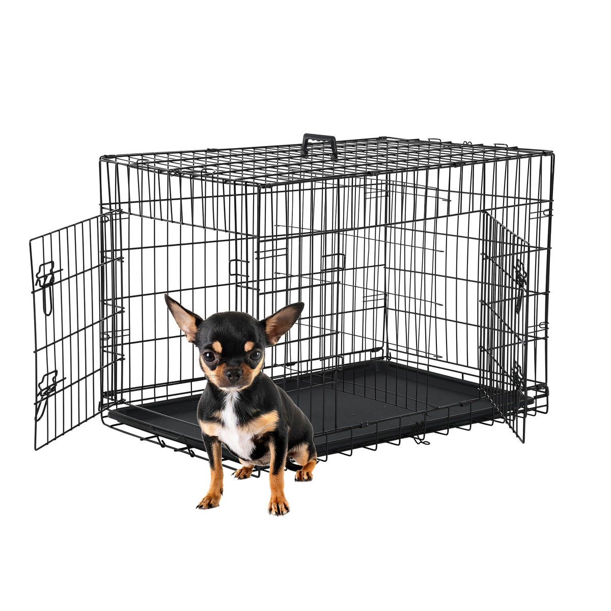 24 inch Folding Metal Wire Dog Crate with Double Door L1120