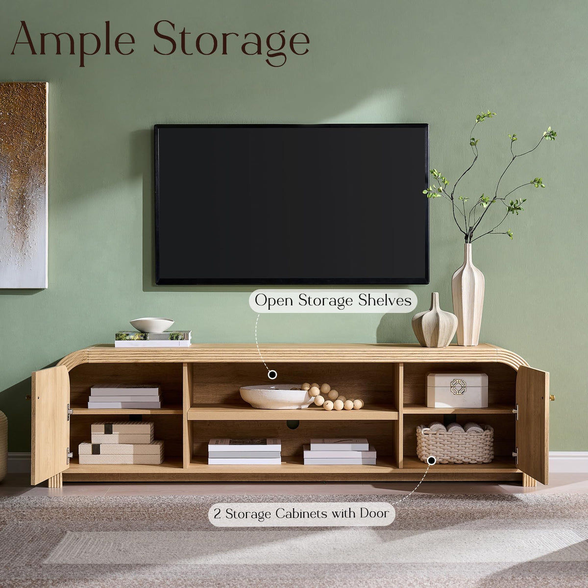 70" Fluted TV Stand with Storage A5684