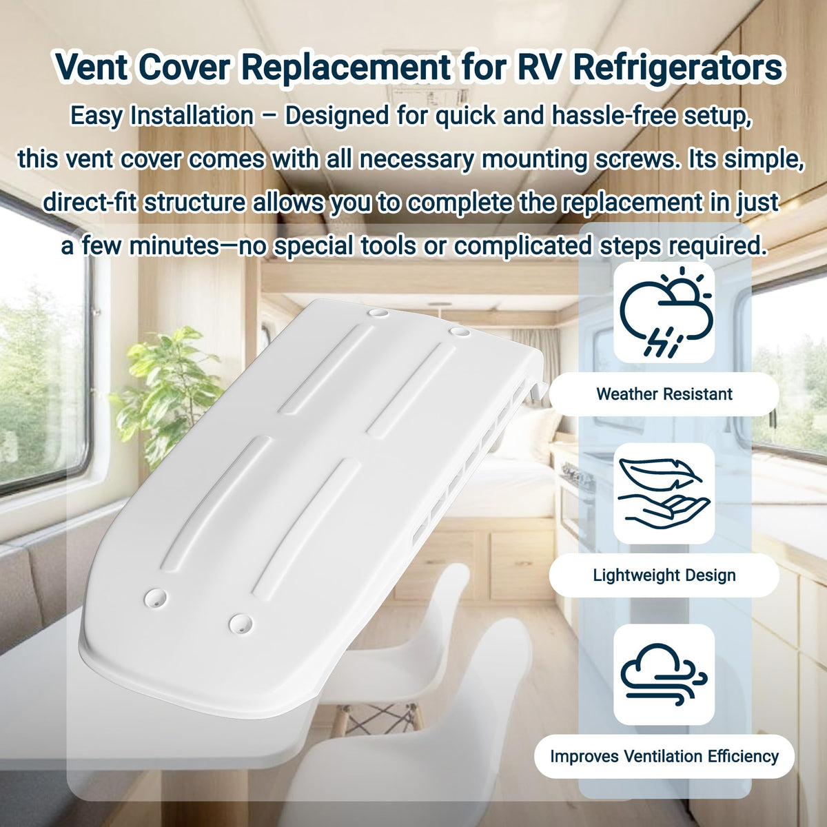 White RV Refrigerator Vent Cover Replacement J910682