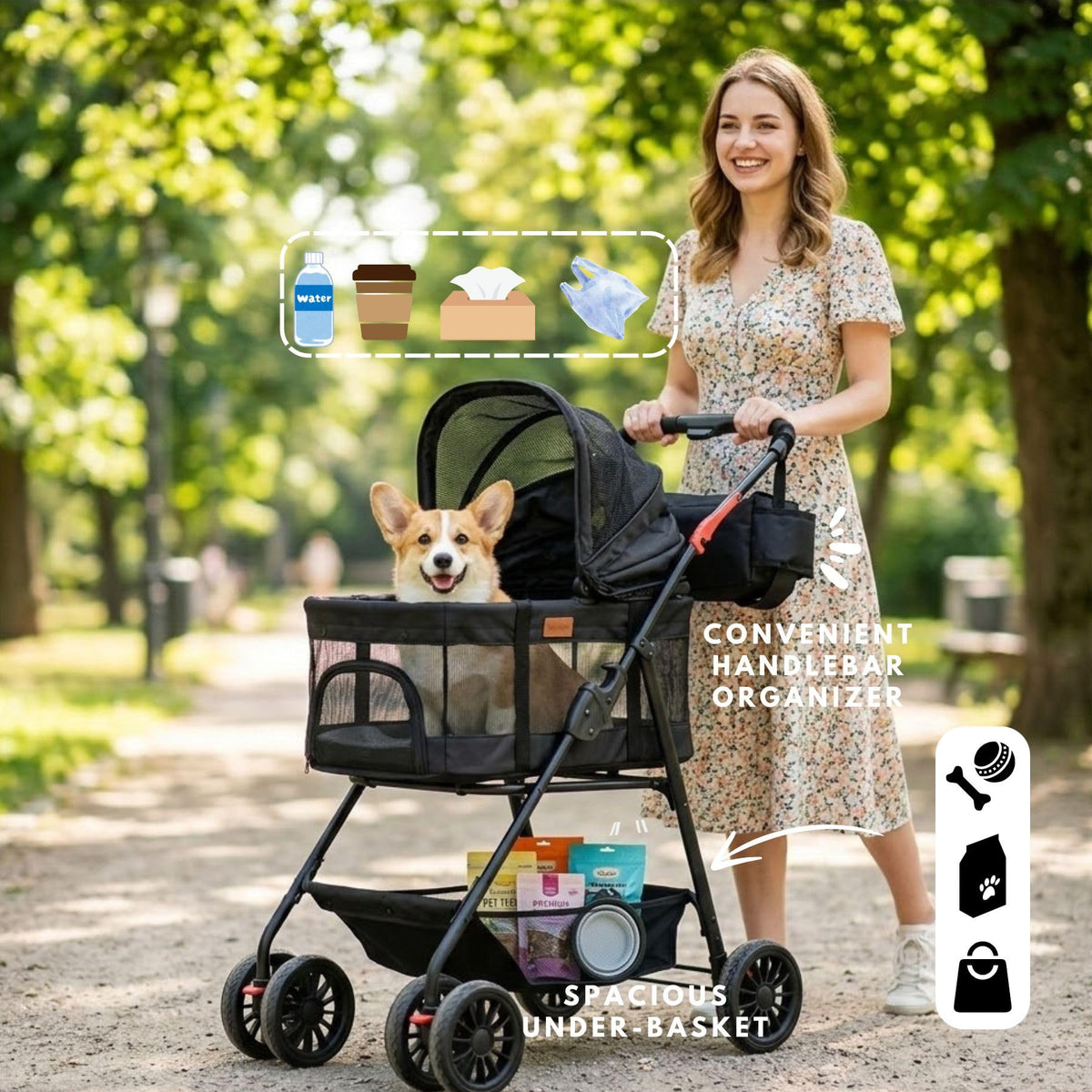 3 in 1 Pet Stroller with Detachable Carrier M7891