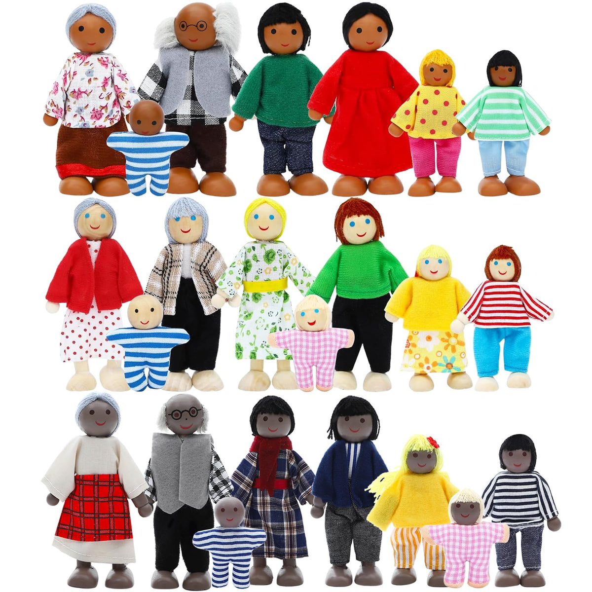 Wooden Dollhouse Family Set 23 Pieces Y7037
