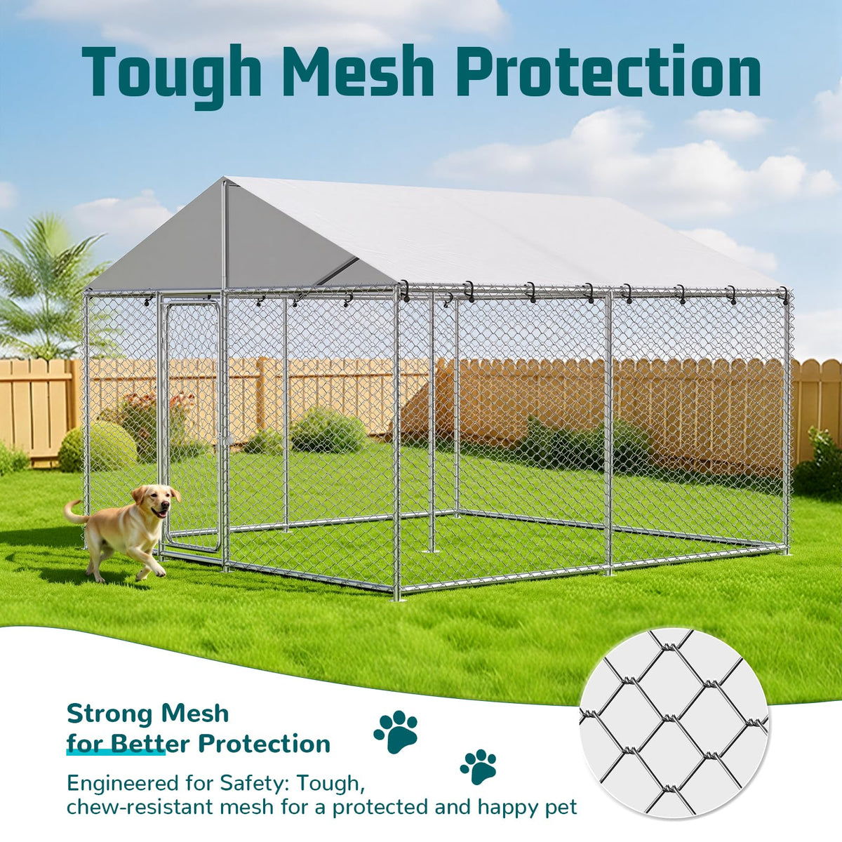 10x10 FT Outdoor Dog Kennel with Roof W794