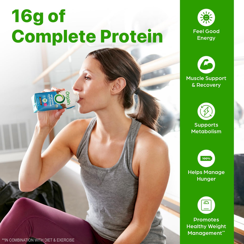 Organic Vegan 16g Protein Shake, Chocolate, 11 oz, 12pk R90866