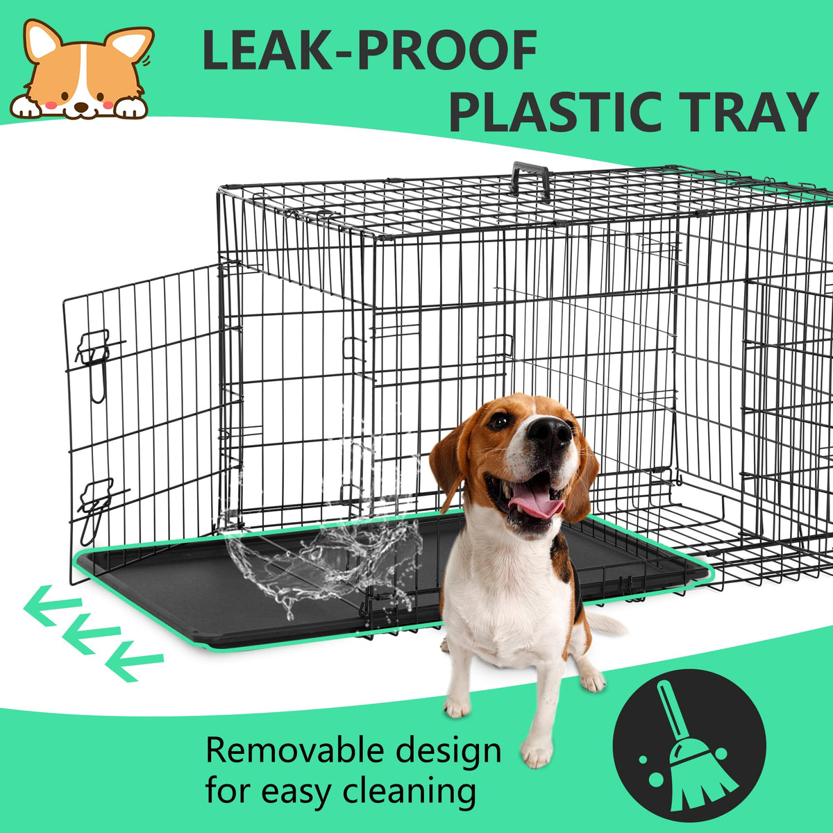 24 inch Folding Metal Wire Dog Crate with Double Door L1120