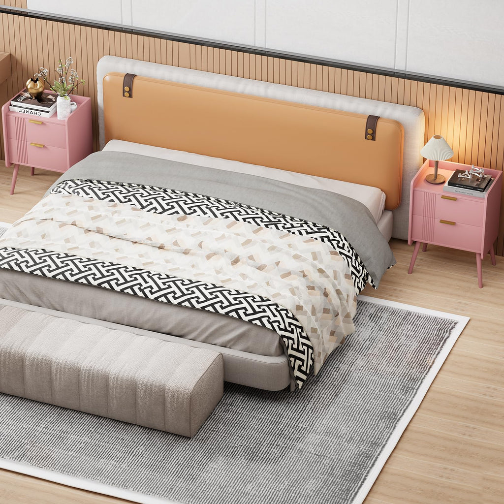 Pink 2 Drawer Wooden Nightstand G65673