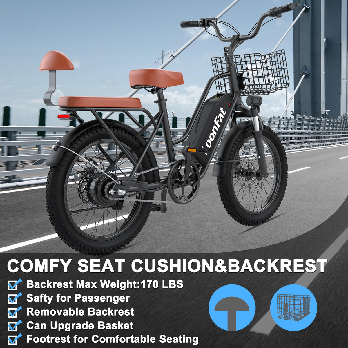 Ebike with Rear Seat & Front Basket B394030