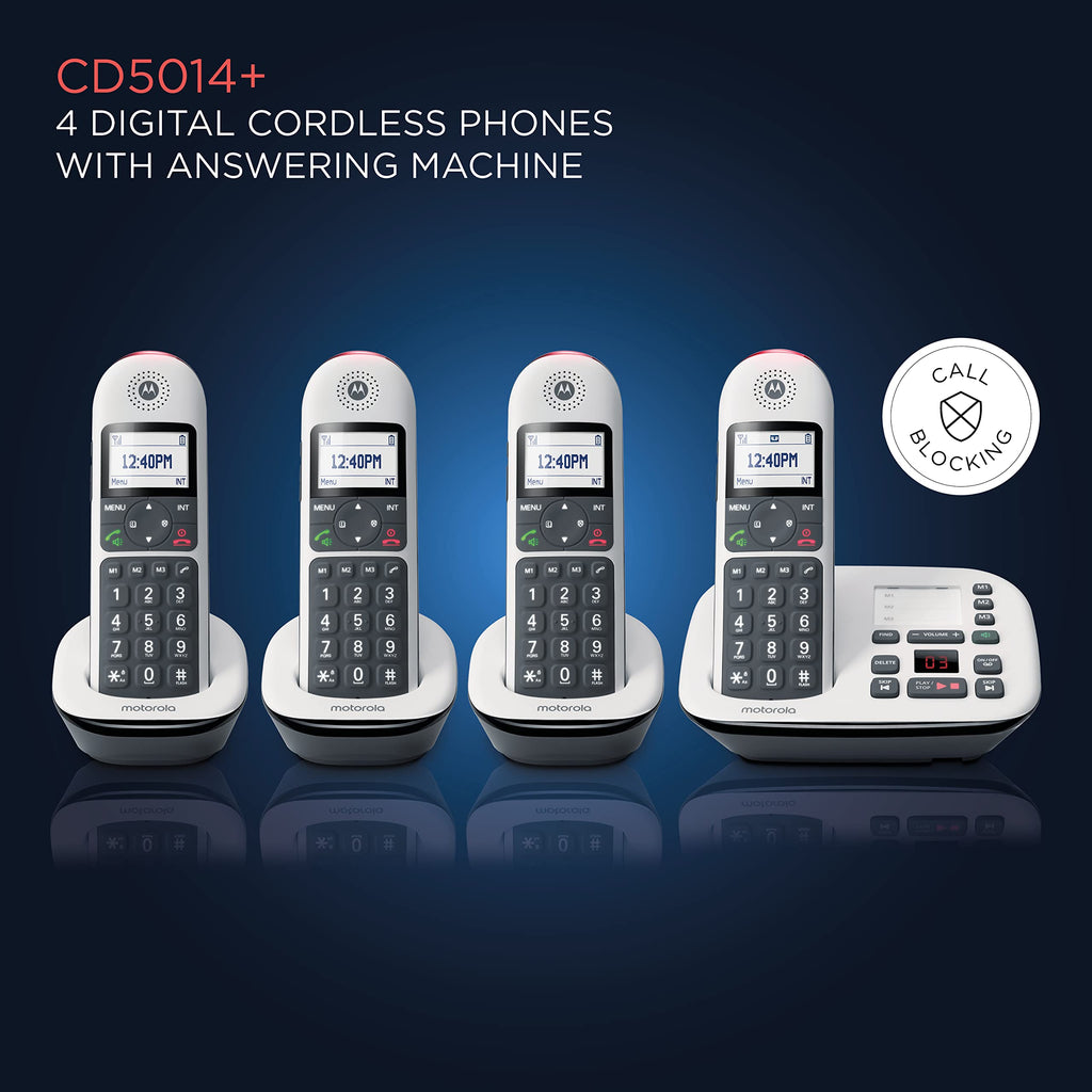 Digital Cordless Telephone with Answering Machine 4 Handsets DECT 6.0 O3775