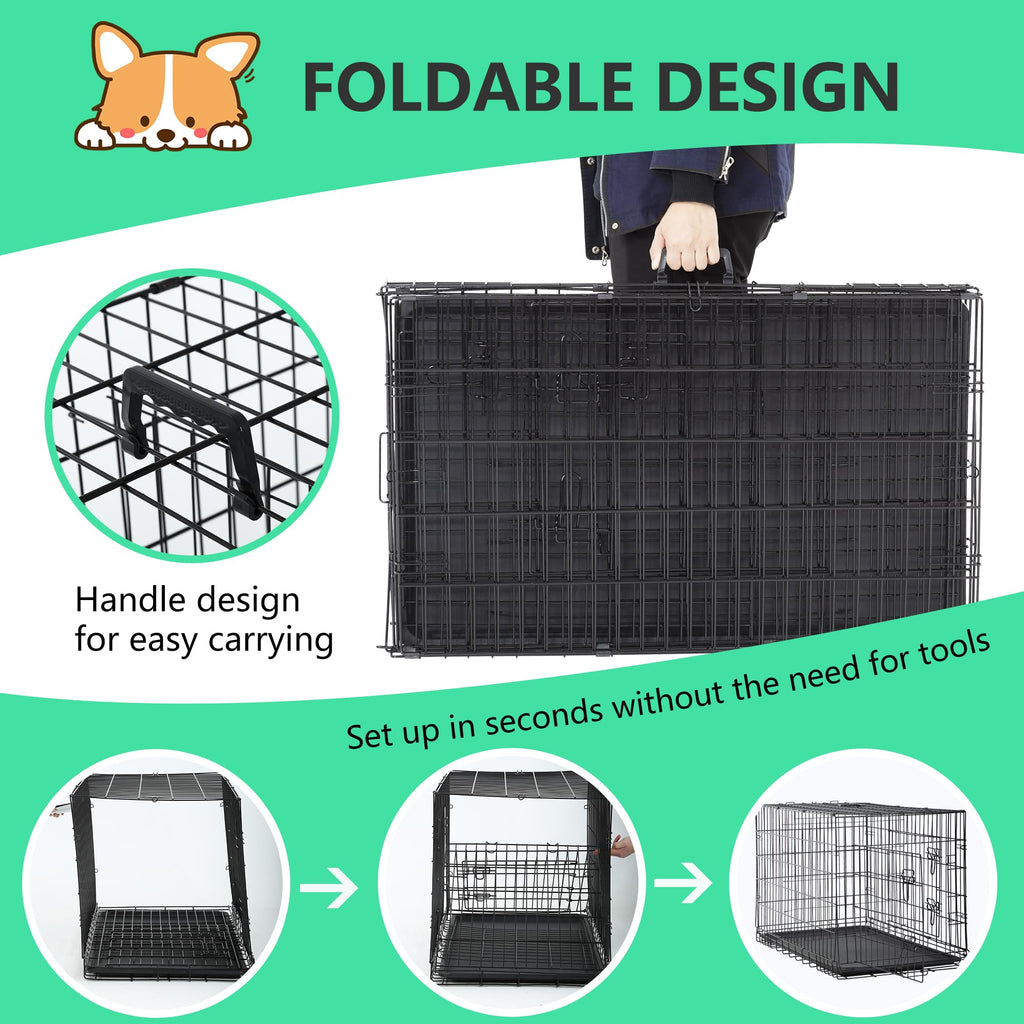 24 inch Folding Metal Wire Dog Crate with Double Door L1120