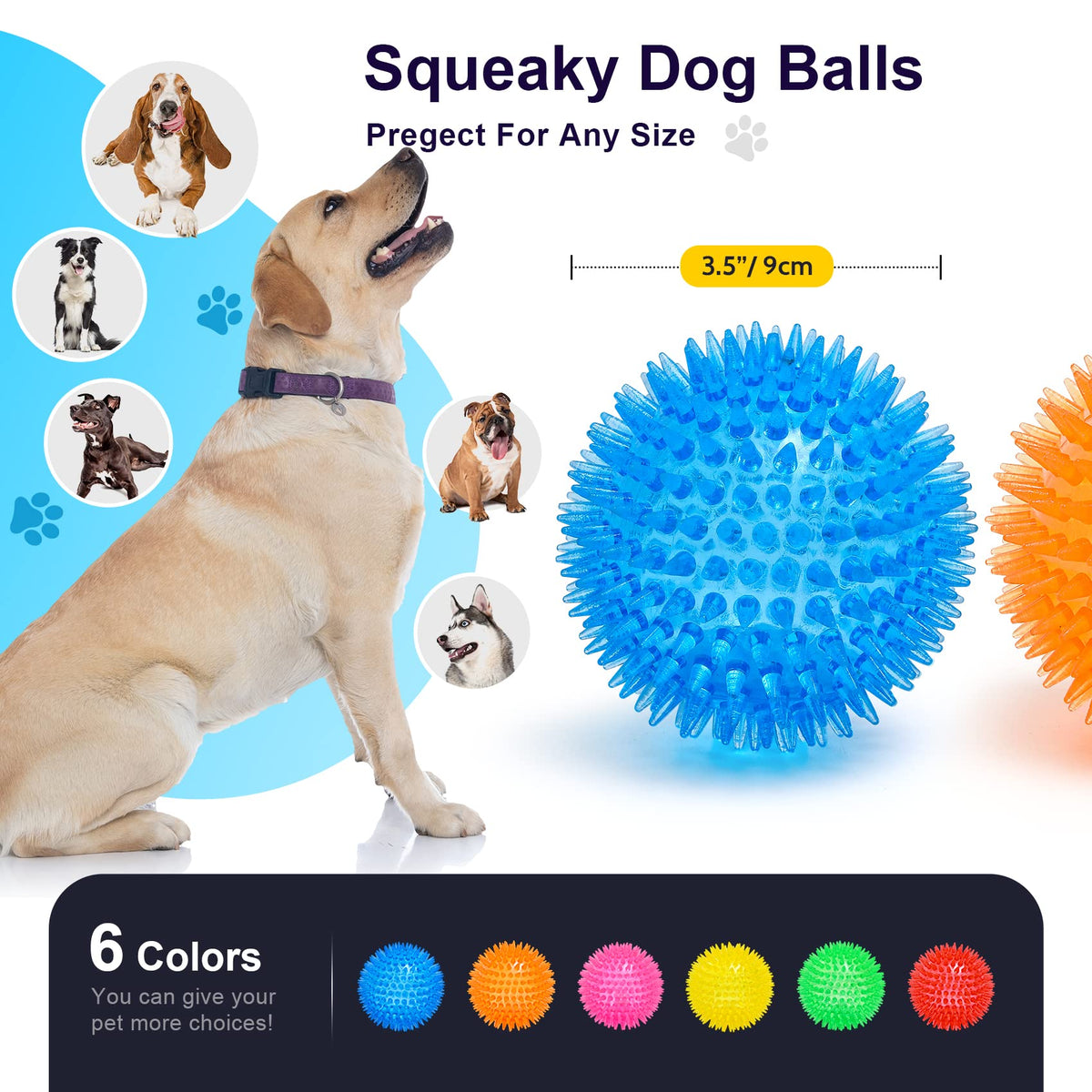 Squeaky Dog Toy Balls BPA Free Non-Toxic T807014