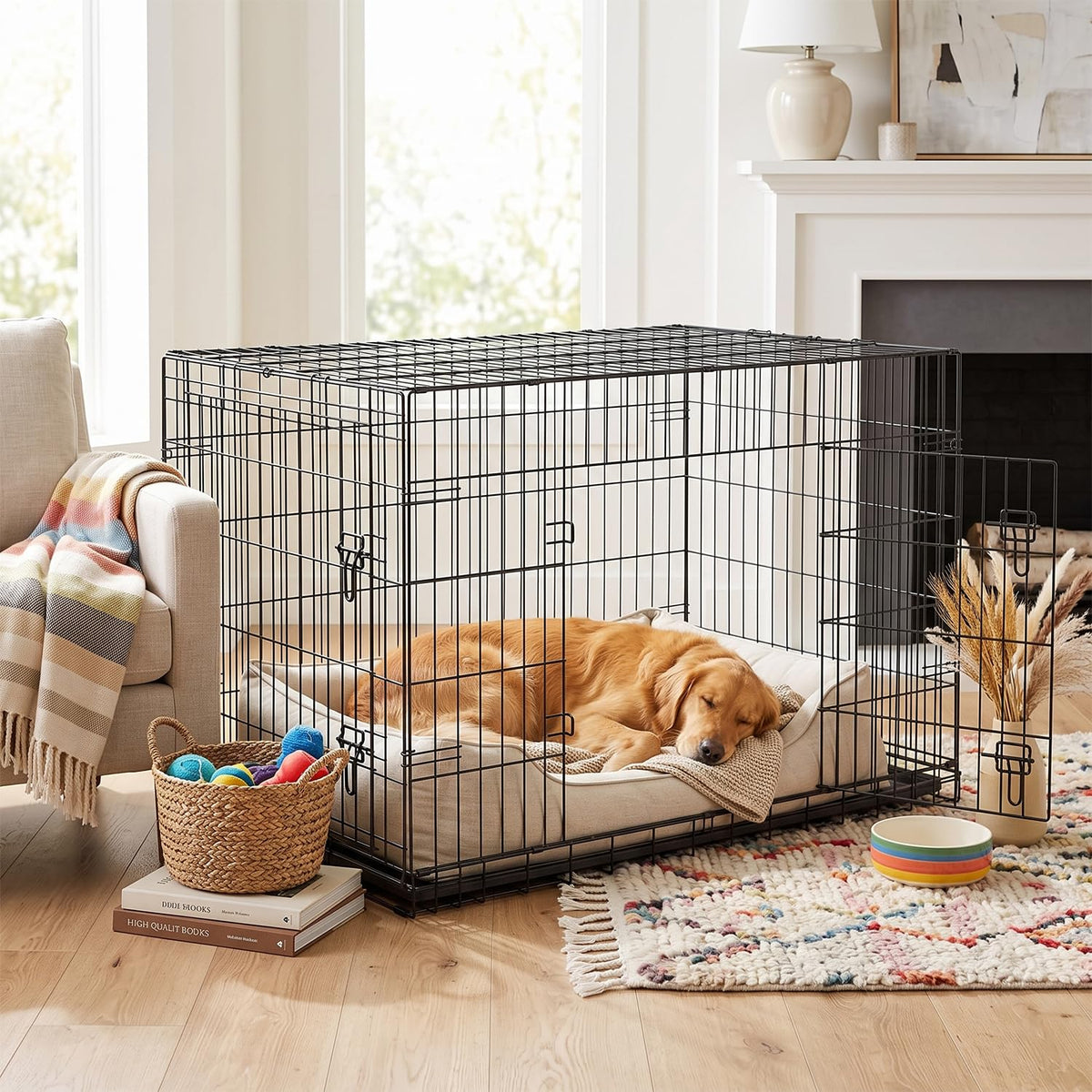 48" Double Door Crate Kennel with Divider R308