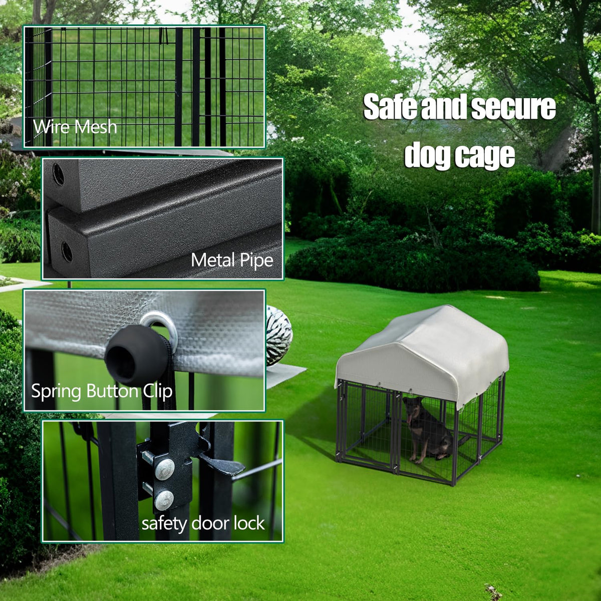 Large Heavy Duty Outdoor Dog Kennel with Roof D43228