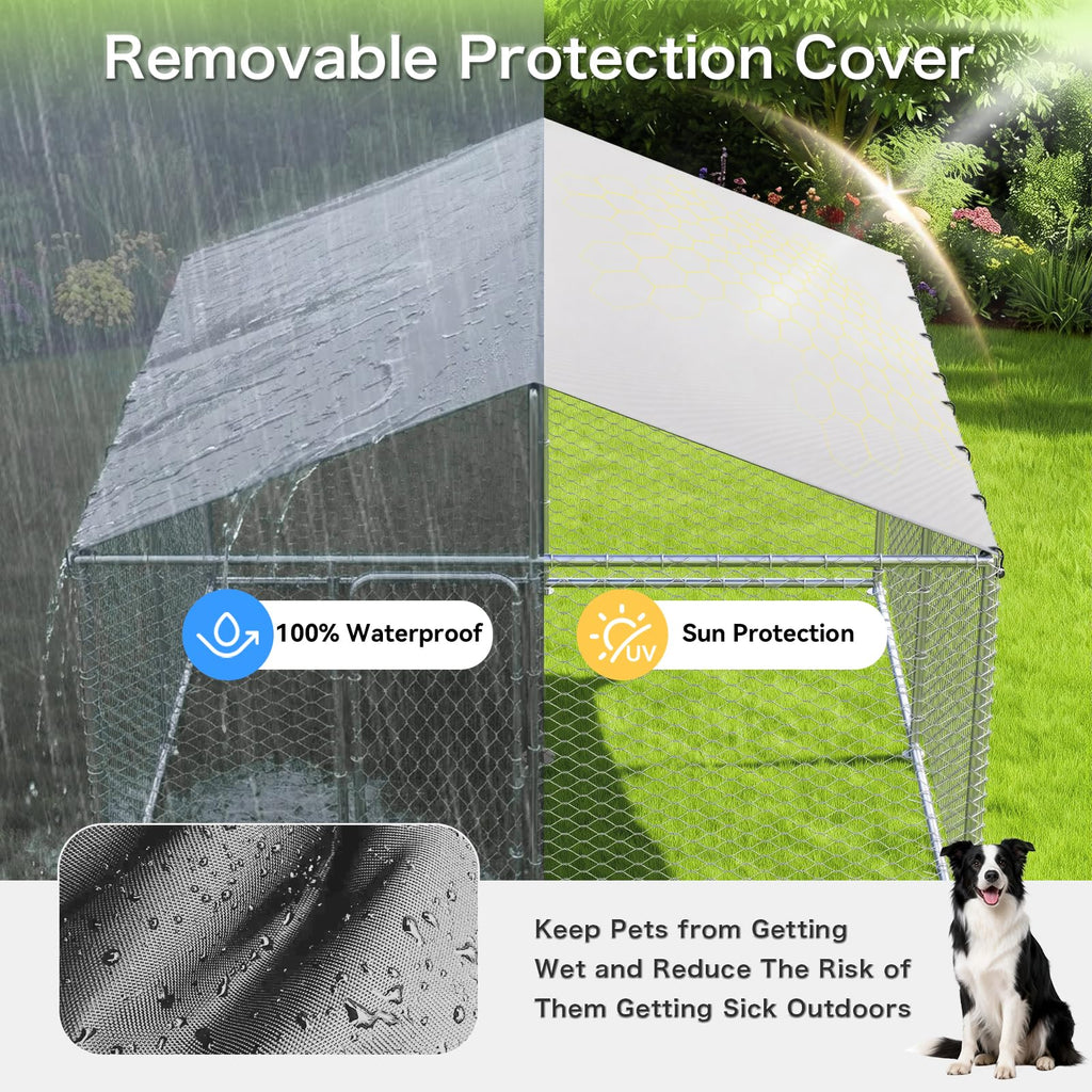 10x10 FT Outdoor Dog Kennel with Roof W794
