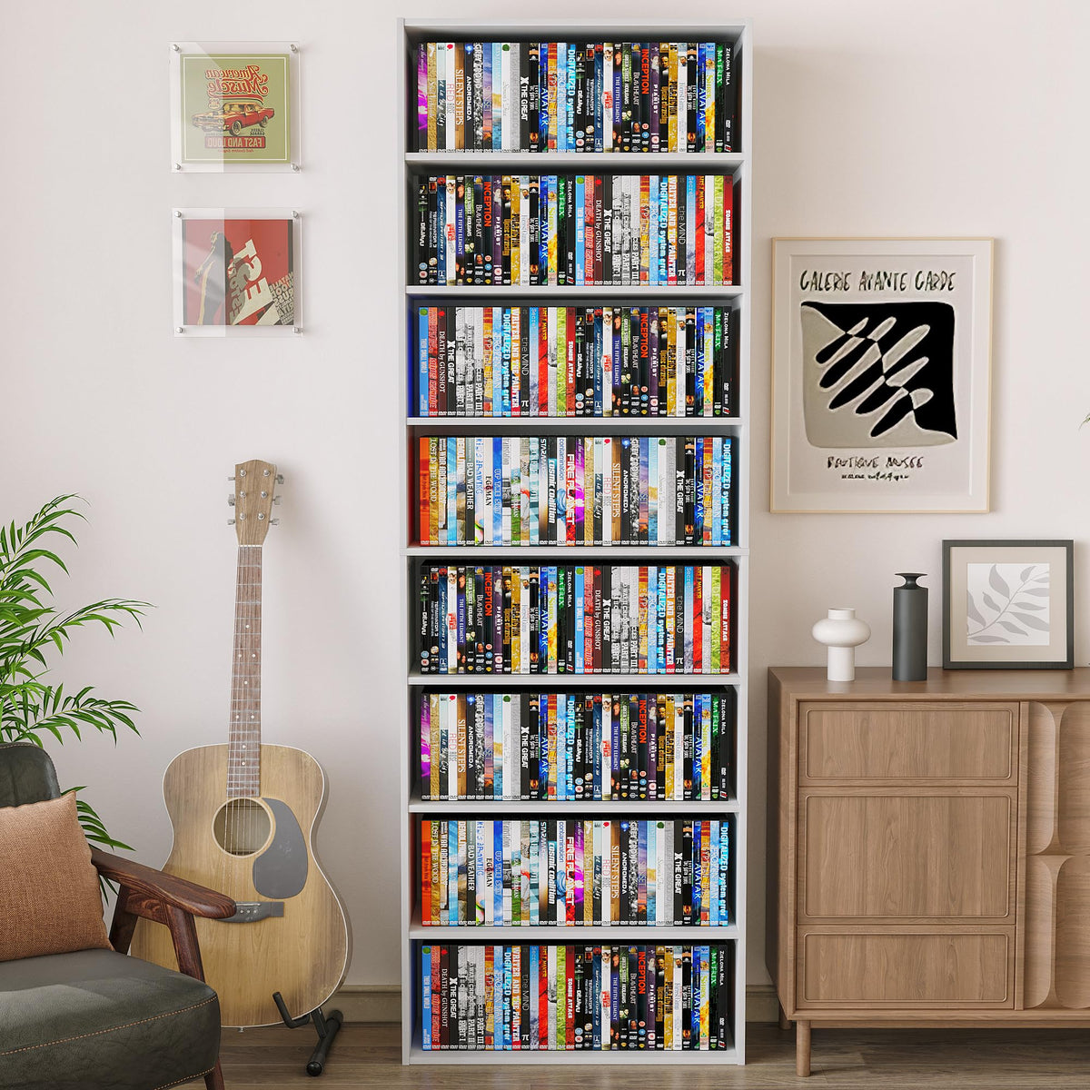 8 Tier White DVD Storage Shelf P593